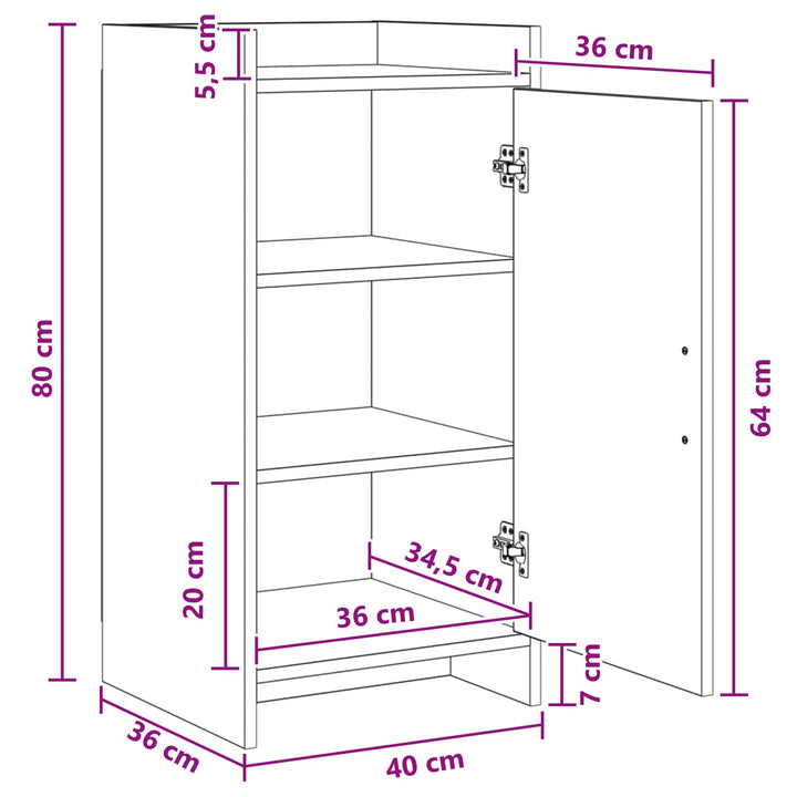 Sideboard Artisan-eg 40 x 36 x 80 cm Konstrueret træ