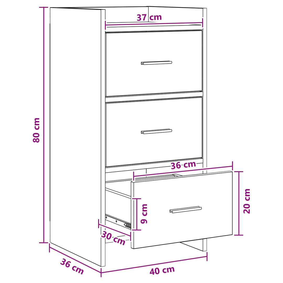 Sideboard Sonoma-eg 40 x 36 x 80 cm Konstrueret træ
