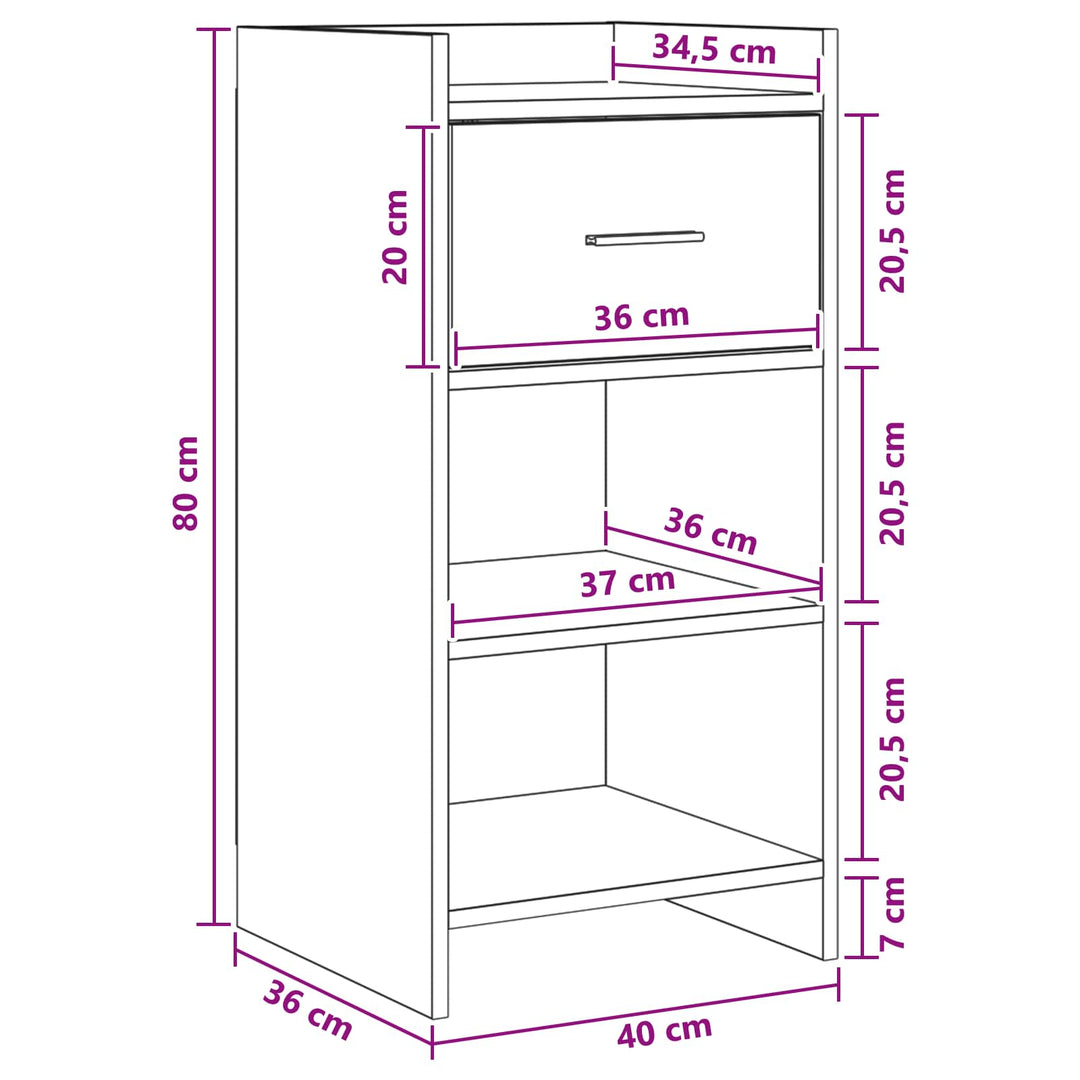 Sideboard Betongrå 40 x 36 x 80 cm Konstrueret træ