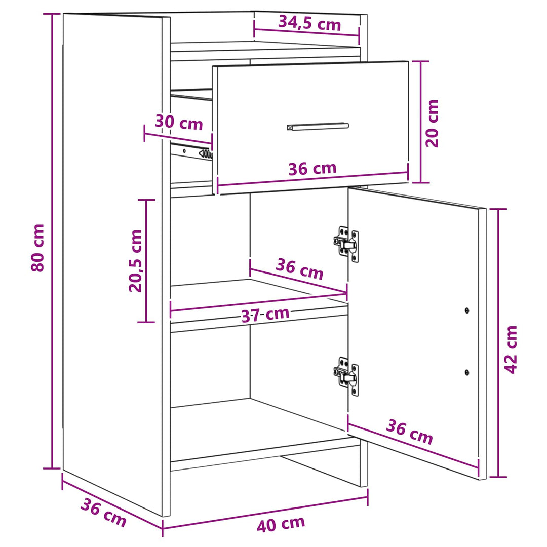 Sideboard Hvid 40 x 36 x 80 cm Konstrueret træ