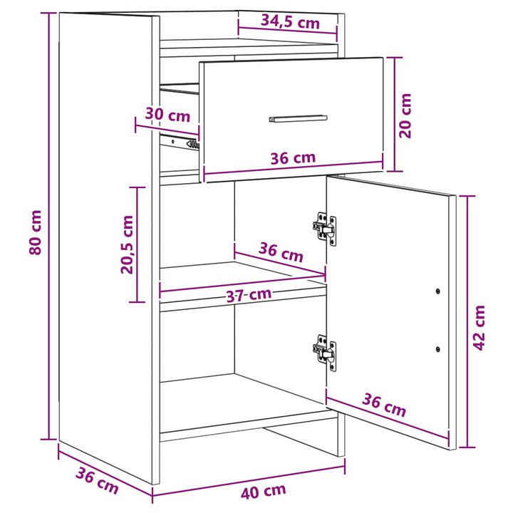Sideboard Sort eg 40 x 36 x 80 cm Konstrueret træ