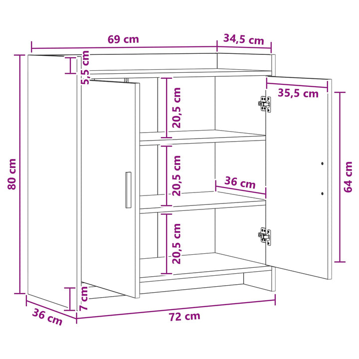 Sideboard Sort eg 72 x 36 x 80 cm Konstrueret træ