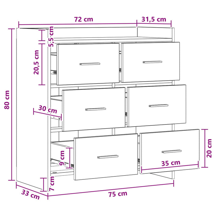 Sideboard Artisan-eg 75 x 33 x 80 cm Konstrueret træ