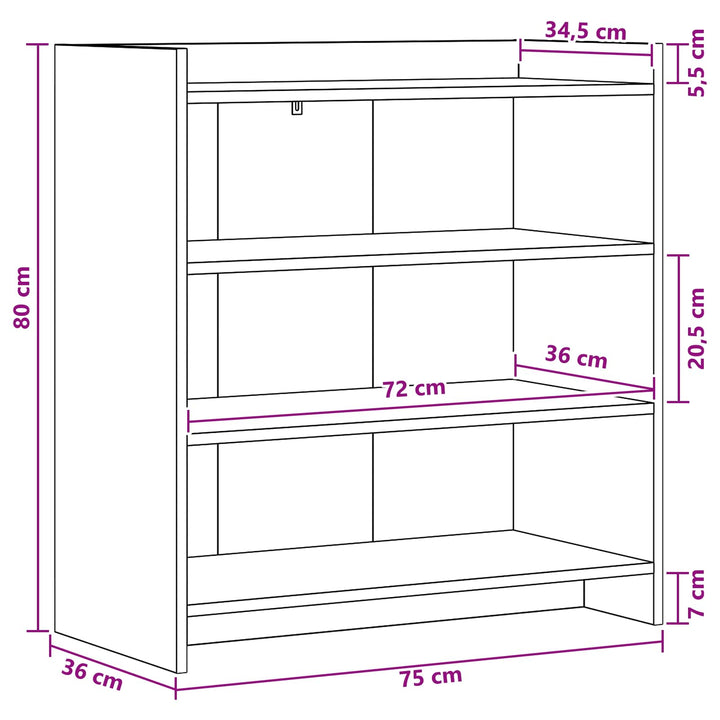 Sideboard Grå Sonoma 75 x 36 x 80 cm Konstrueret træ