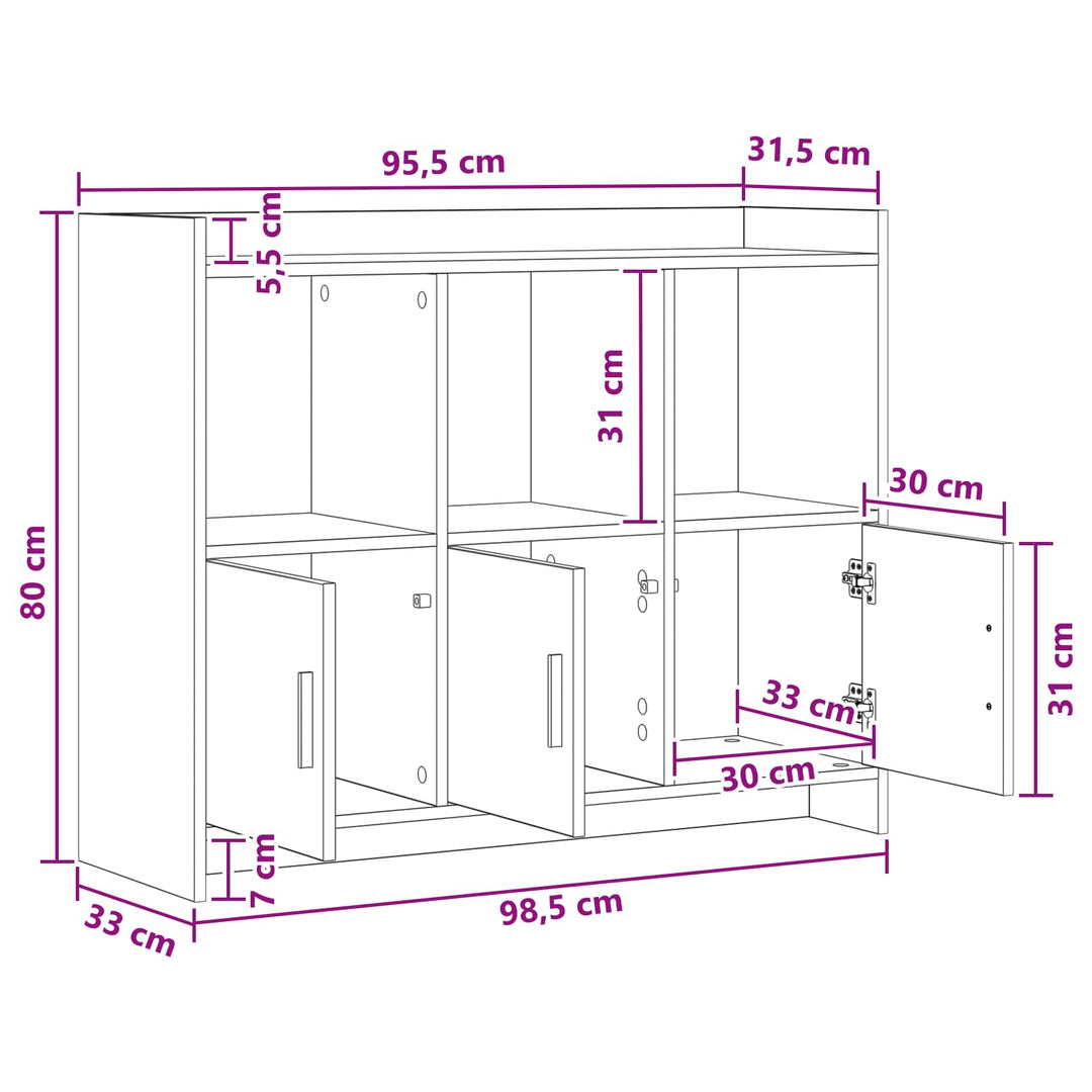 Sideboard Sort eg 98,5 x 33 x 80 cm Konstrueret træ