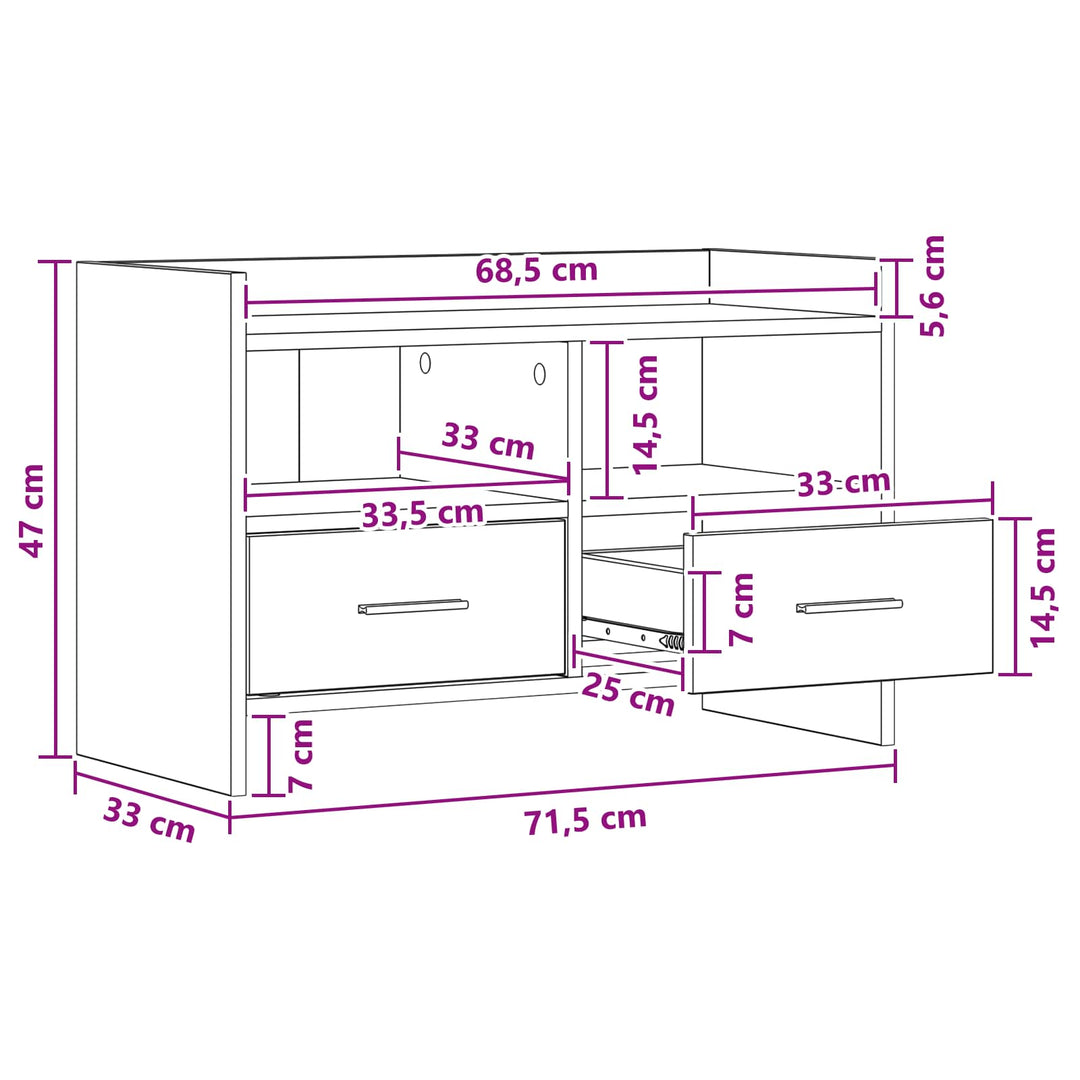TV-skab 71,5 x 33 x 47 cm Sonoma-eg Konstrueret træ