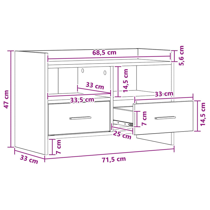 TV-skab 71,5 x 33 x 47 cm Sonoma-eg Konstrueret træ