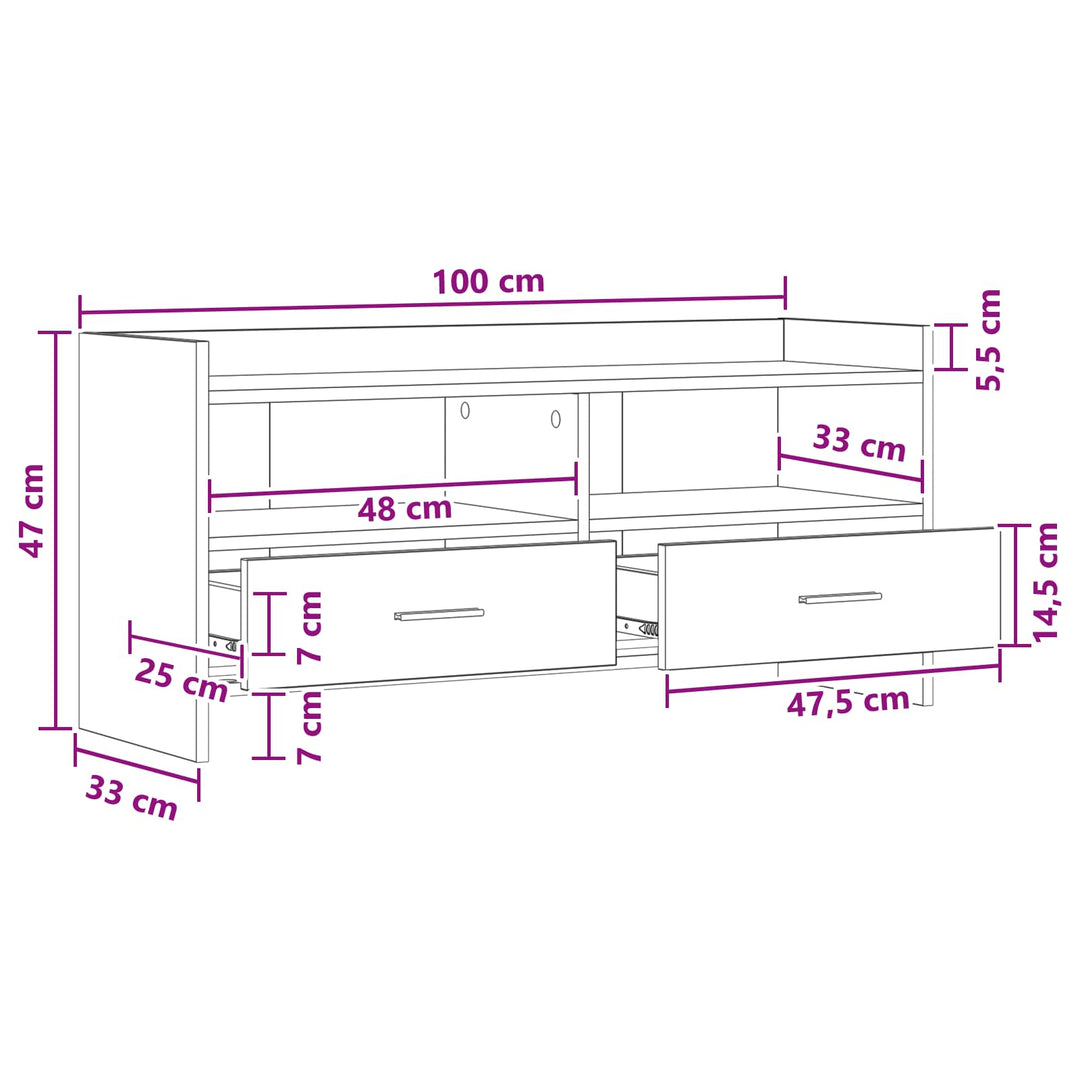 TV-skab 100 x 33 x 47 cm Gammelt træ Konstrueret træ