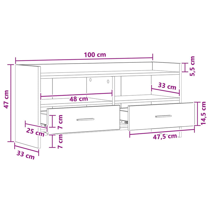 TV-skab 100 x 33 x 47 cm Artisan-eg Konstrueret træ