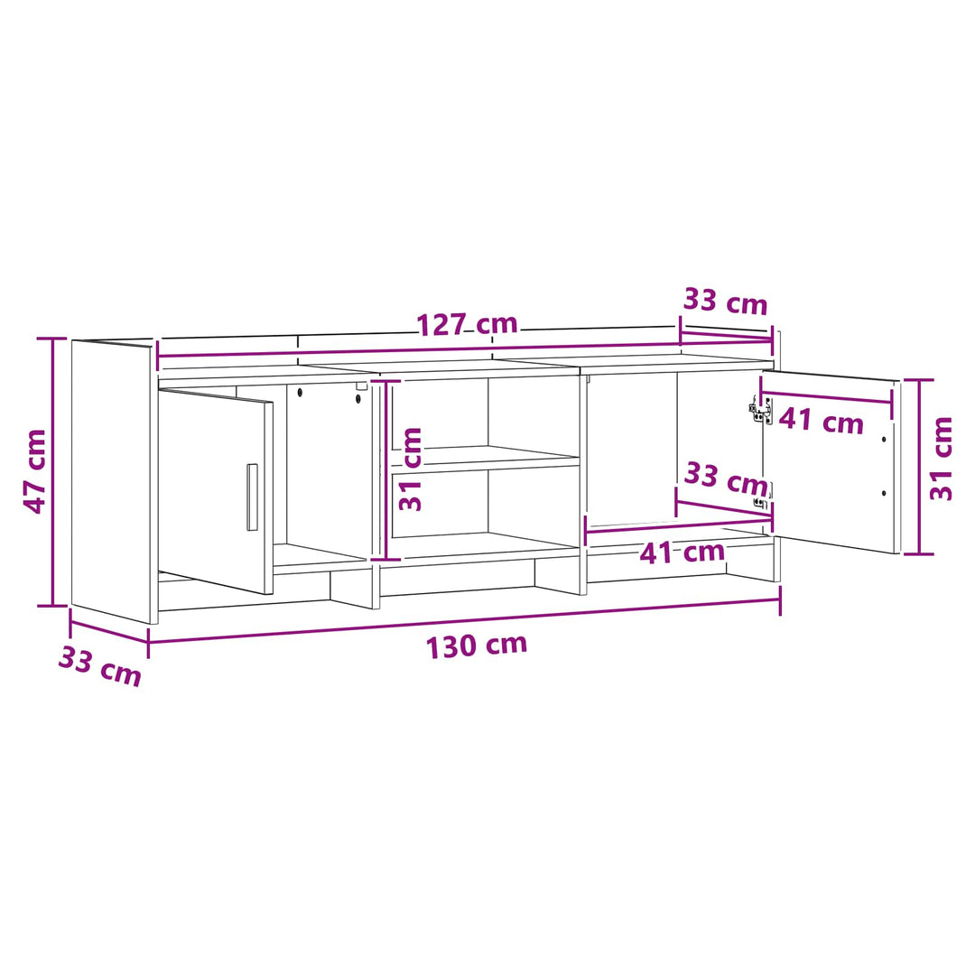 TV-skab 130 x 33 x 47 cm Hvid Konstrueret træ