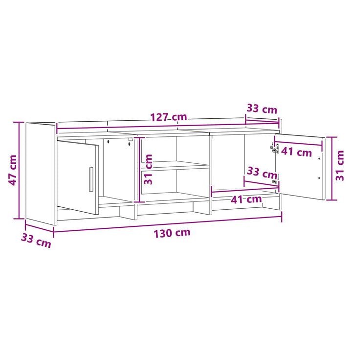 TV-skab 130 x 33 x 47 cm Røget eg Konstrueret træ