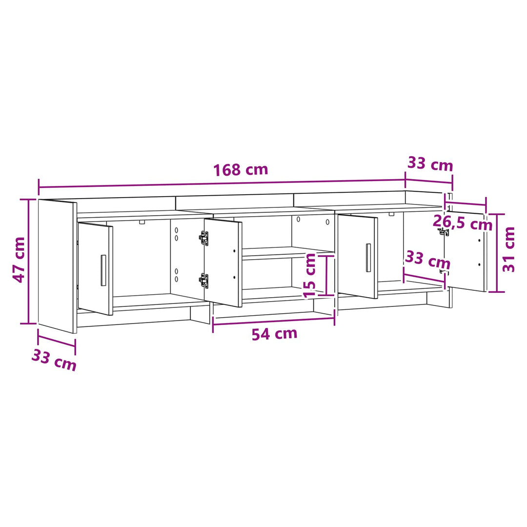 TV-skab 168 x 33 x 47 cm Hvid Konstrueret træ