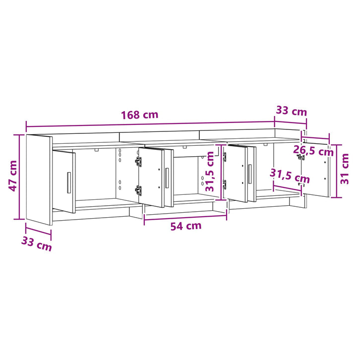 TV-skab 168 x 33 x 47 cm Sort eg Konstrueret træ