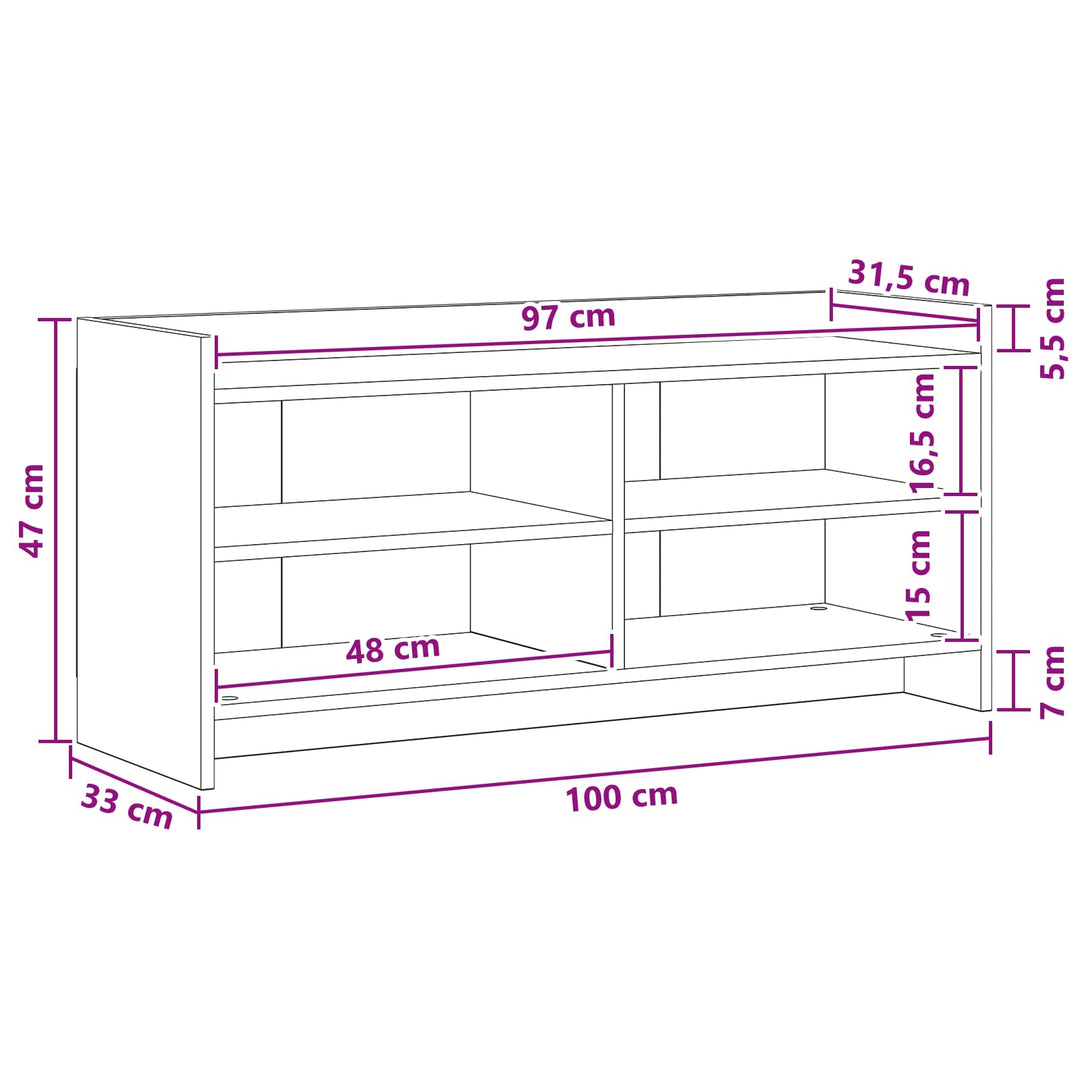 TV-skab 100 x 33 x 47 cm Gammelt træ Konstrueret træ