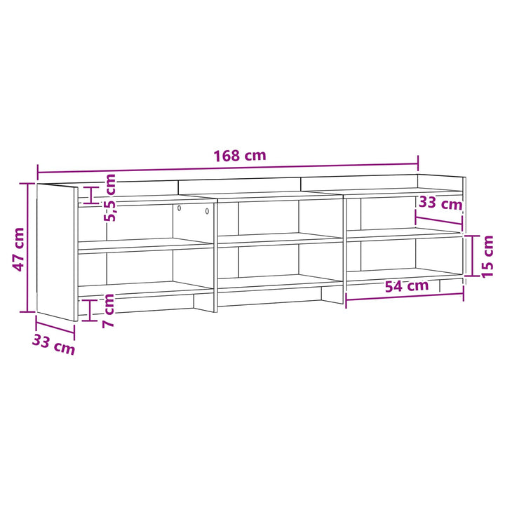 TV-skab 168 x 33 x 47 cm Gammelt træ Konstrueret træ