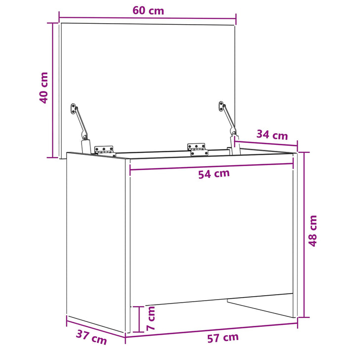 Opbevaringskiste Sort eg 60 x 40 x 50 cm Konstrueret træ