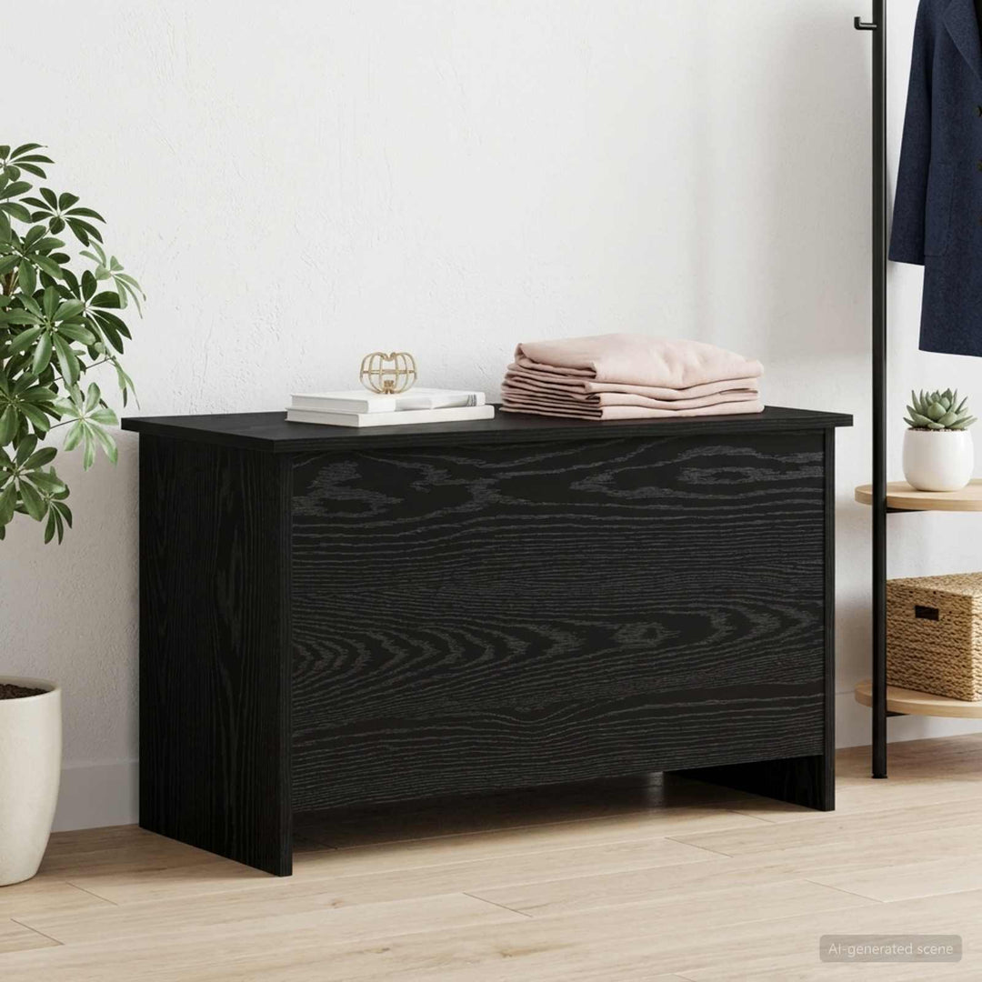 Opbevaringskiste Sort eg 80 x 40 x 50 cm Konstrueret træ
