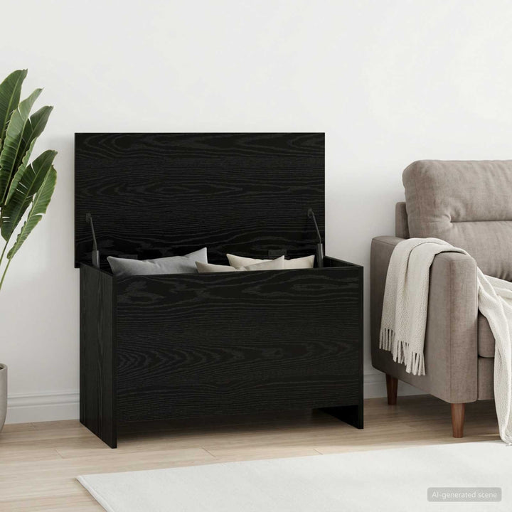 Opbevaringskiste Sort eg 80 x 40 x 50 cm Konstrueret træ