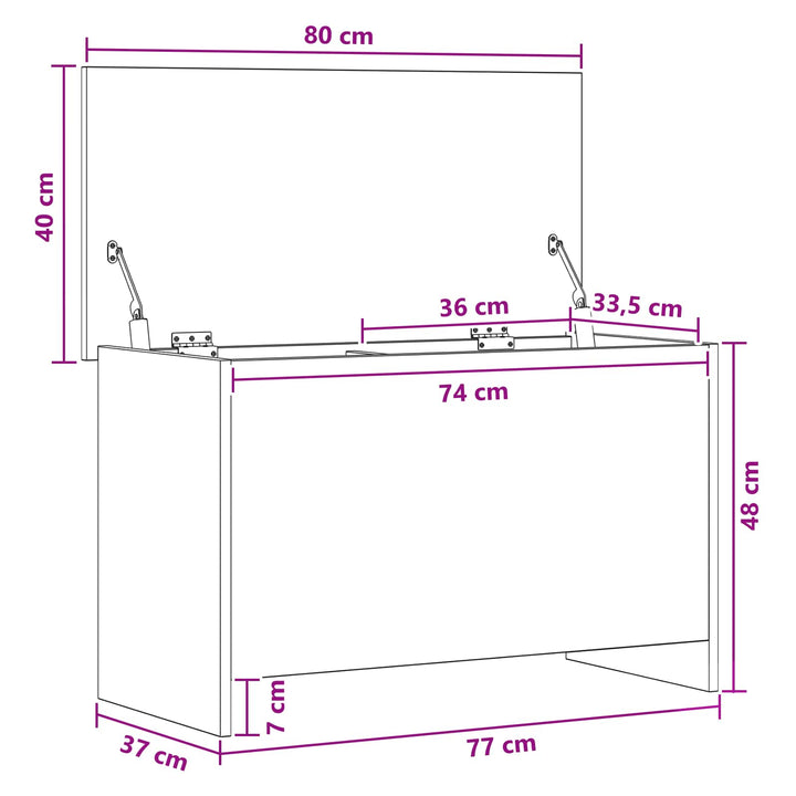 Opbevaringskiste Sonoma-eg 80 x 40 x 50 cm Konstrueret træ