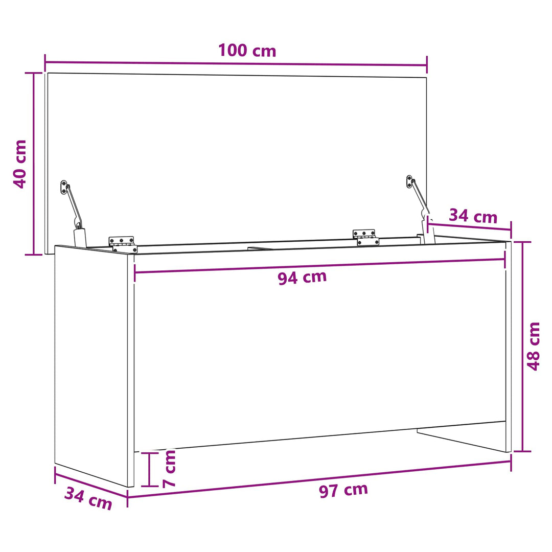 Opbevaringskiste Betongrå 100 x 40 x 50 cm Konstrueret træ