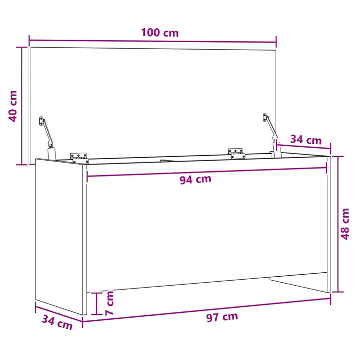 Opbevaringskiste Røget eg 100 x 40 x 50 cm Konstrueret træ