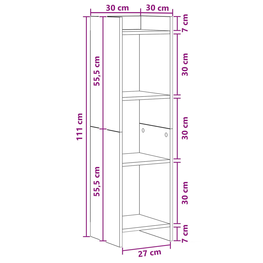 Bogreol 3 niveauer 30 x 30 x 111 cm Artisan-eg