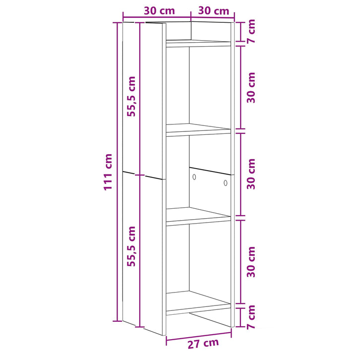 Bogreol 3 niveauer 30 x 30 x 111 cm Artisan-eg