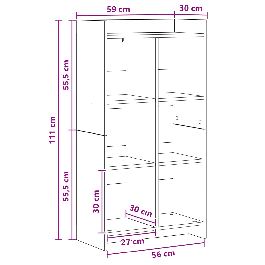 Bogreol Sonoma-eg 59 x 30 x 111 cm Konstrueret træ