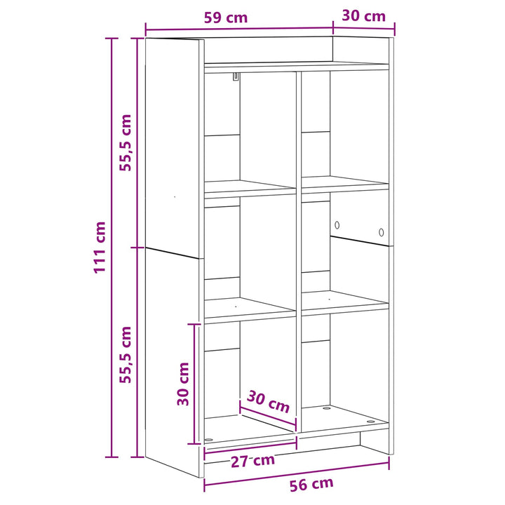 Bogreol Sonoma-eg 59 x 30 x 111 cm Konstrueret træ