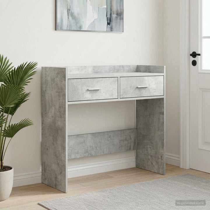 Konsolbord Betongrå 90 x 35 x 80 cm Konstrueret træ