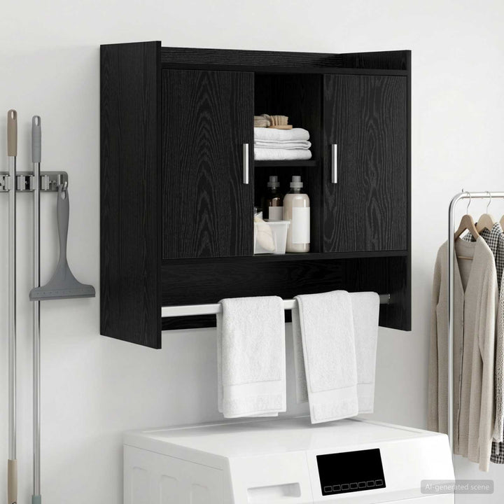 Væghylde Vægmonteret Sort eg 80 x 36 x 80 cm Konstrueret træ