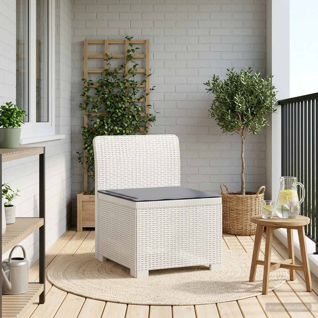 1-personers Havemøbelsofa med Pude Rattan Look PP Hvid