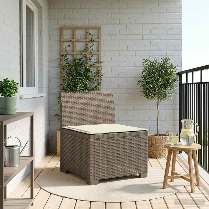 1-personers Havemøbelsofa med Pude Rattan Look PP Lysegrå