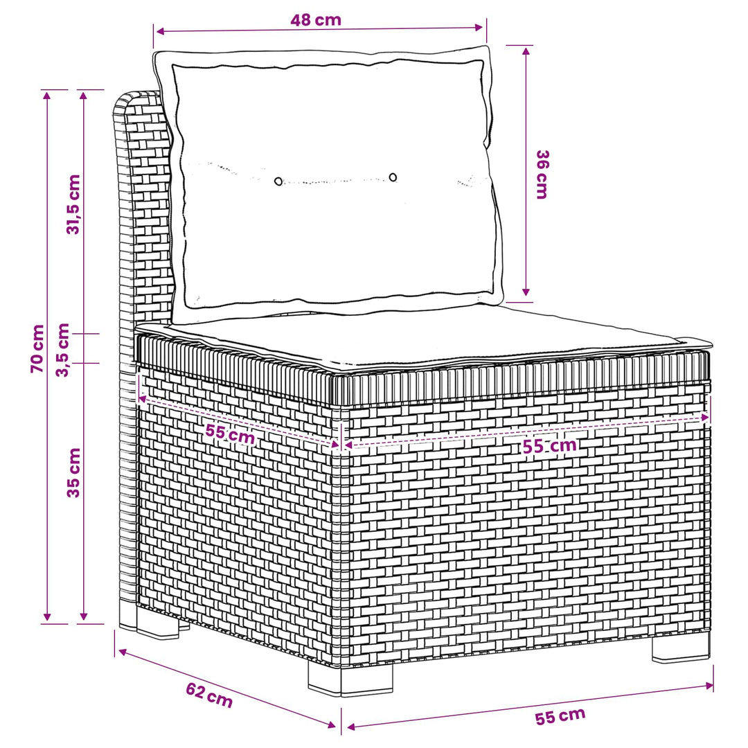 1-personers Havemøbelsofa med Pudefyld Rattan Look PP Antracit