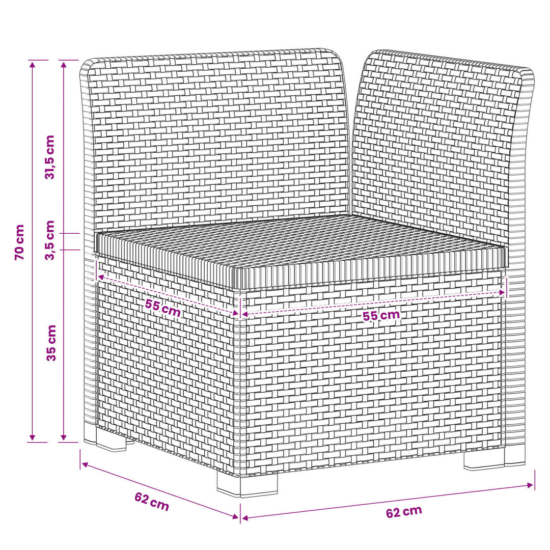 1-personers Havemøbelsofa Rattan Look PP Antracit
