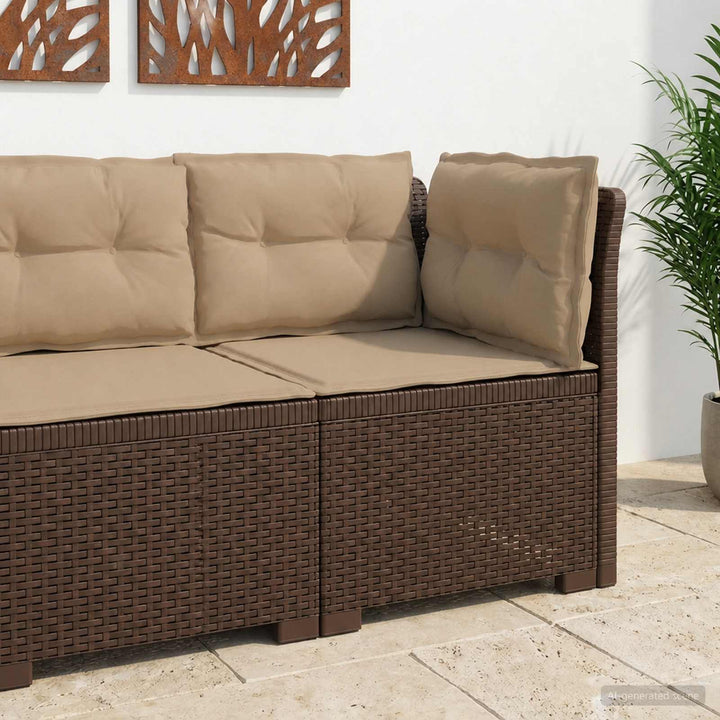 1-personers Havemøbelsofa med Pudefyld Rattan Look PP Brun