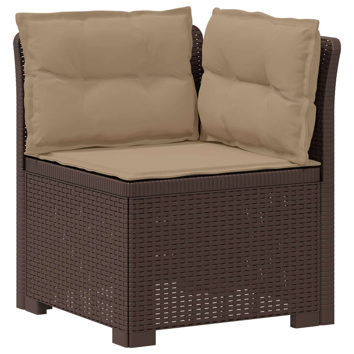 1-personers Havemøbelsofa med Pudefyld Rattan Look PP Brun
