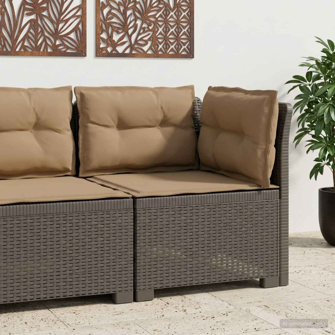 1-personers Havemøbelsofa med Pudefyld Rattan Look PP Lysegrå