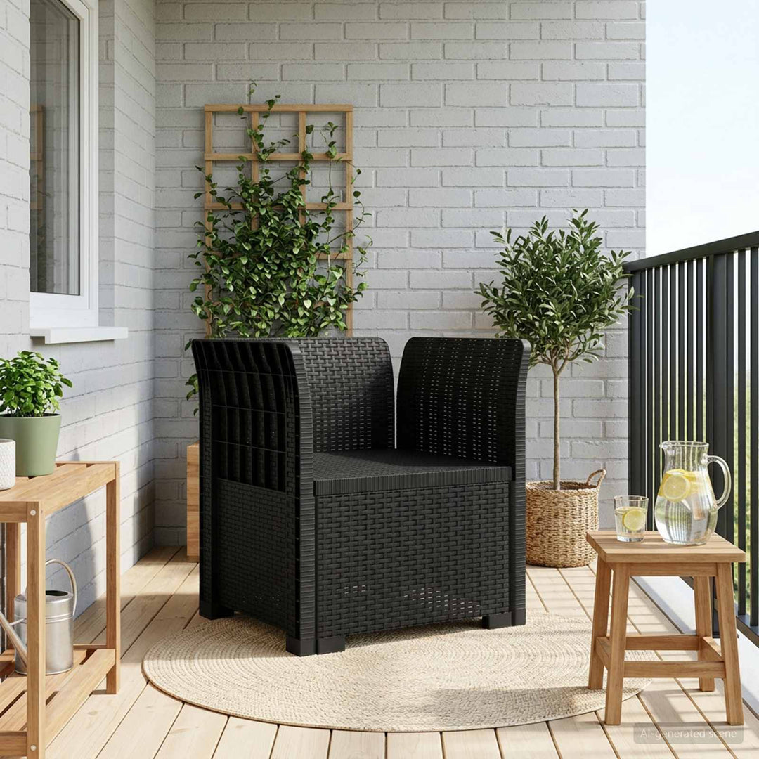 1-personers Lænestol Rattan Look PP Antracit
