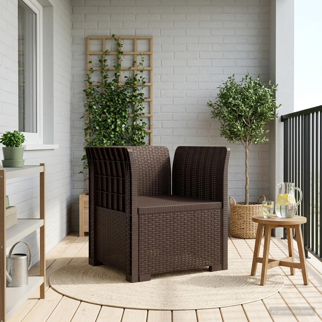 1-personers Lænestol Rattan Look PP Brun