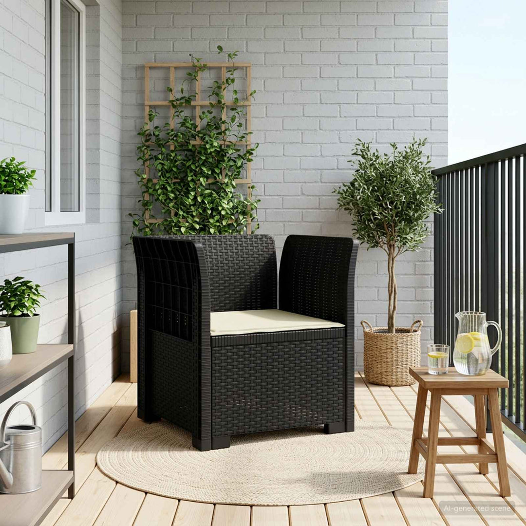 1-personers Lænestol med Pude Rattan Look PP Antracit