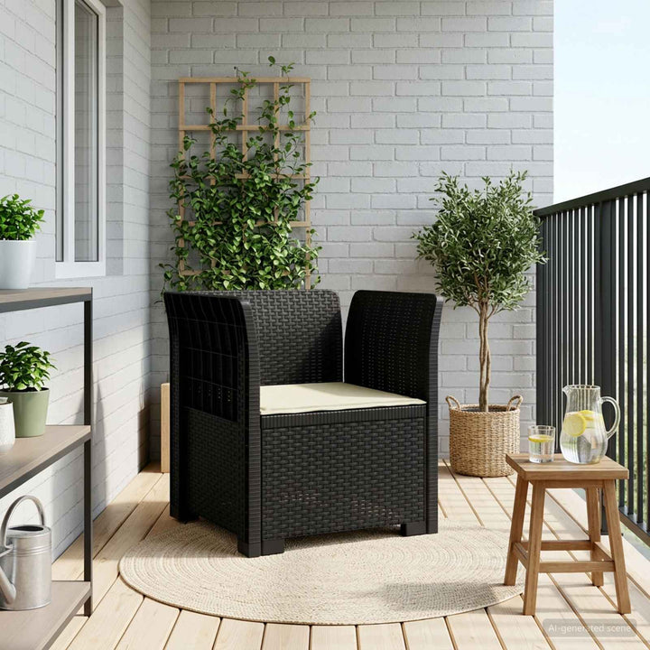 1-personers Lænestol med Pude Rattan Look PP Antracit