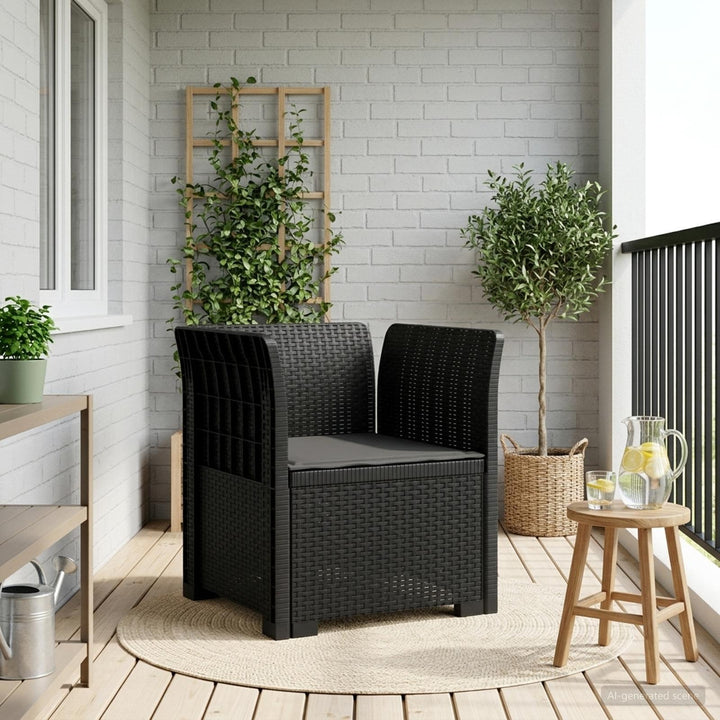 1-personers Lænestol med Pude Rattan Look PP Antracit