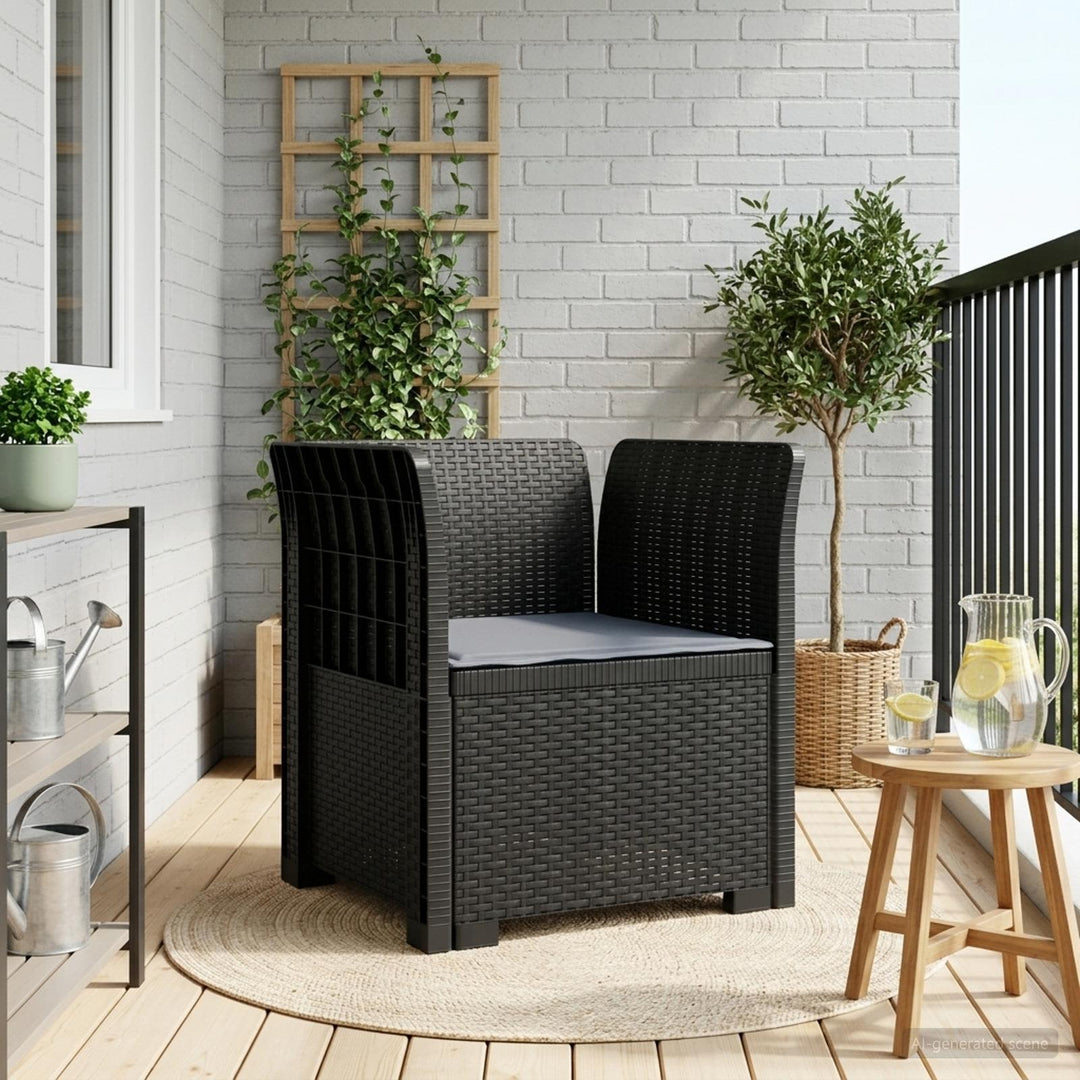 1-personers Lænestol med Pude Rattan Look PP Antracit