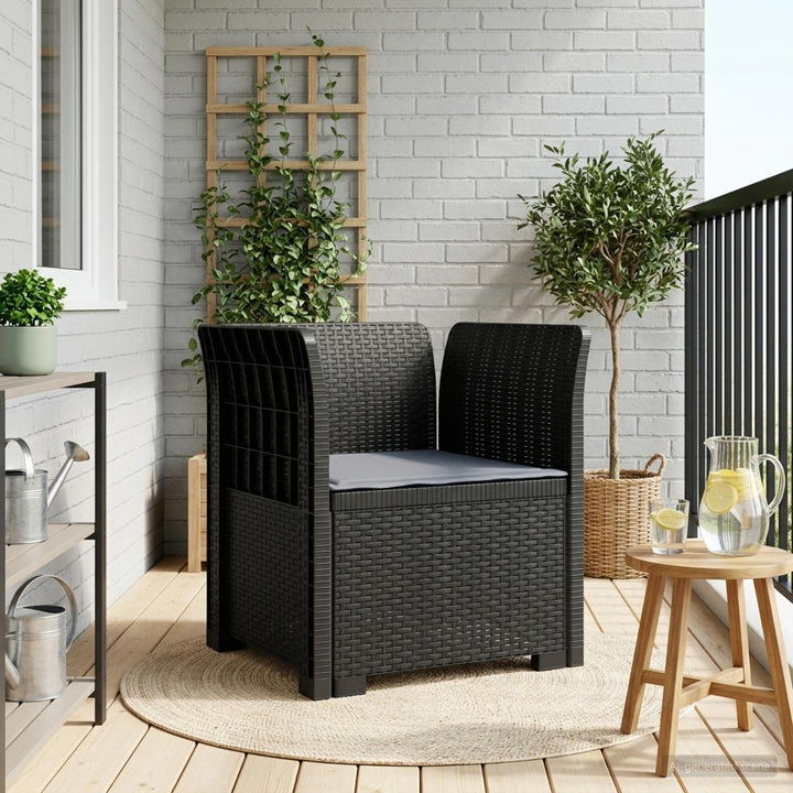 1-personers Lænestol med Pude Rattan Look PP Antracit