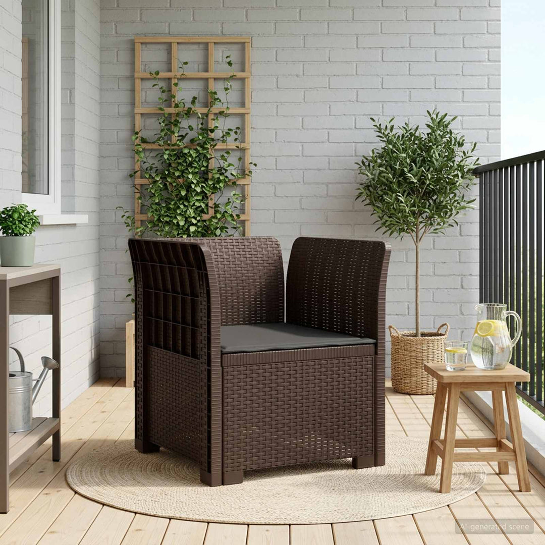 1-personers Lænestol med Pude Rattan Look PP Brun