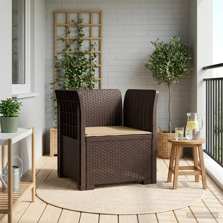 1-personers Lænestol med Pude Rattan Look PP Brun