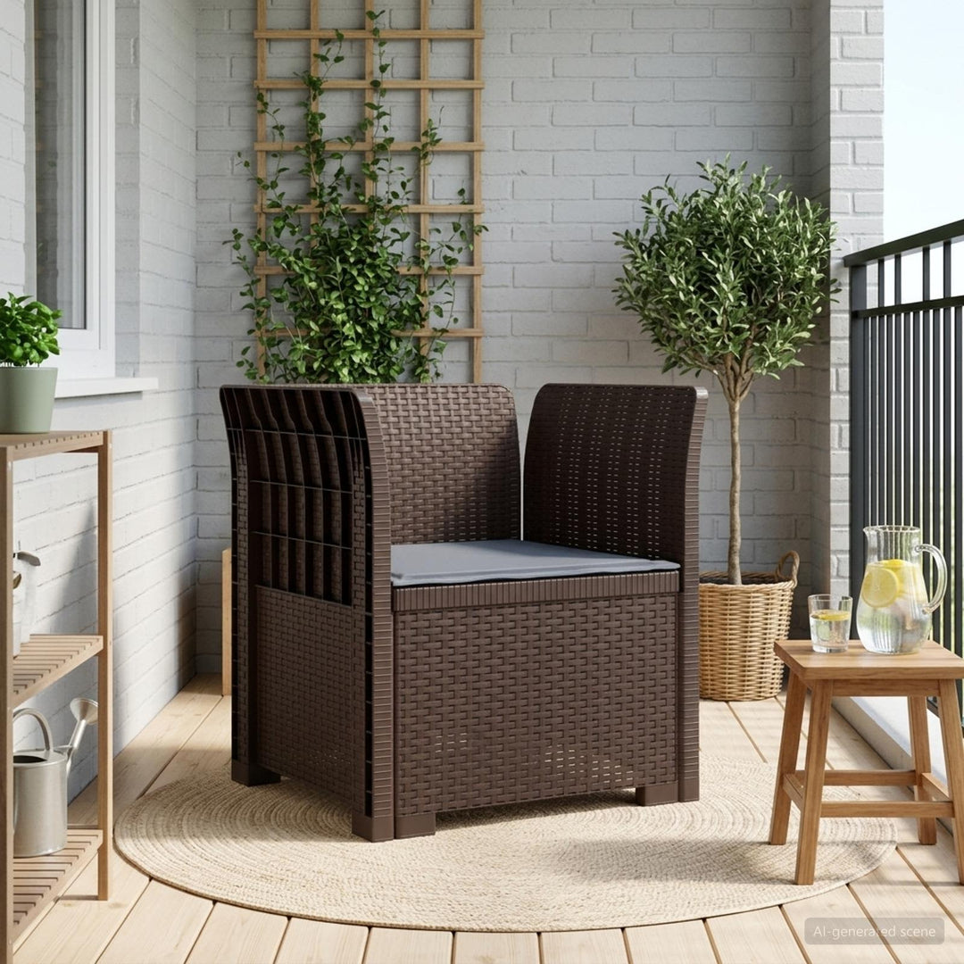 1-personers Lænestol med Pude Rattan Look PP Brun