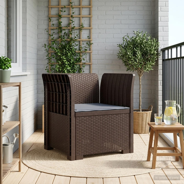 1-personers Lænestol med Pude Rattan Look PP Brun