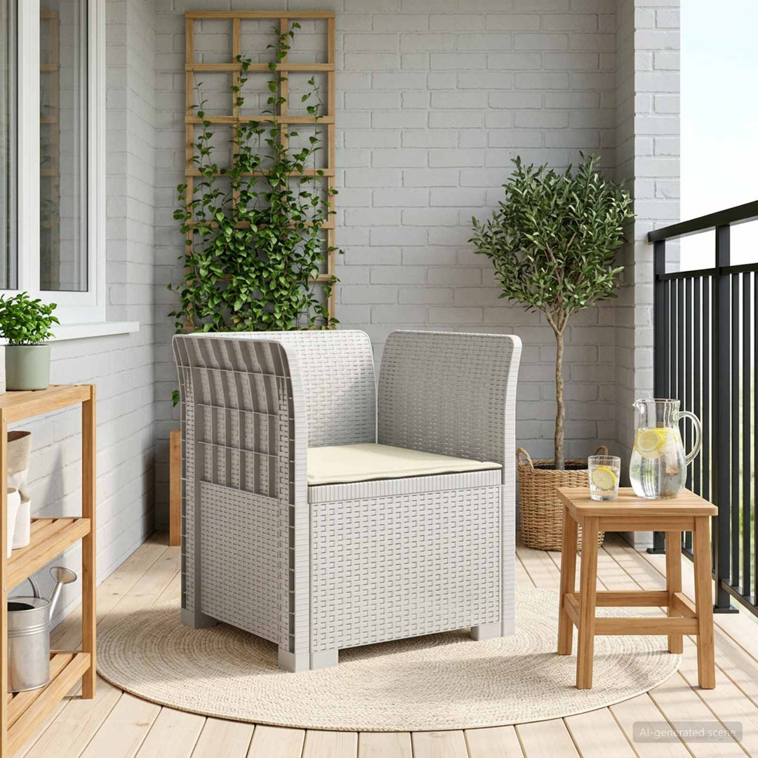 1-personers Lænestol med Pude Rattan Look PP Hvid